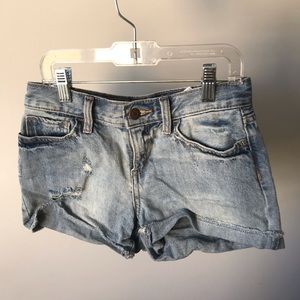 Ripped Blue Jean Shorts